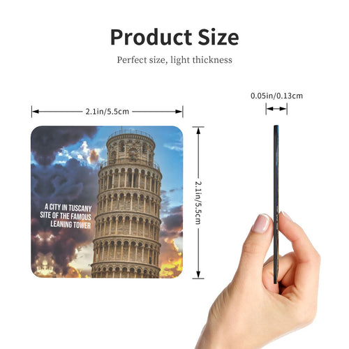 painting of the leaning tower of pisa at sunset with clouds in the background